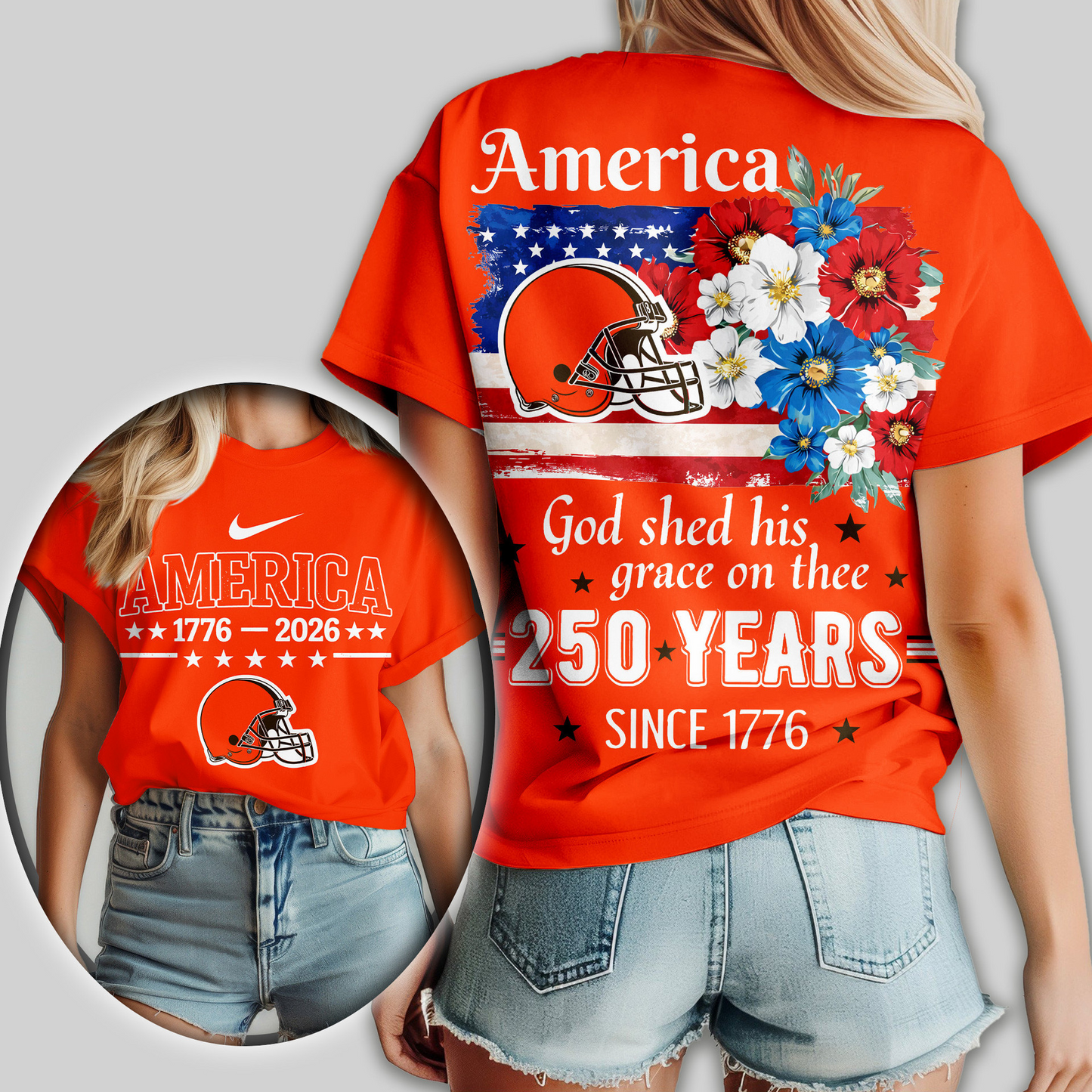 Premium NFL x CLE America God Shed His Grace On Thee Women Shirt NDT VHM