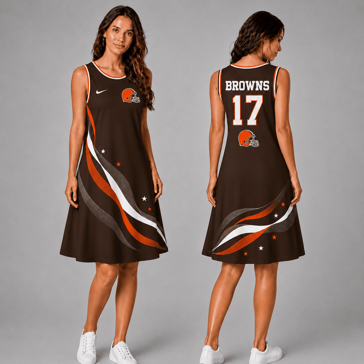 Premium NFL x CLE Style Custom Sleeveless Dress Personalized Name Number 180626