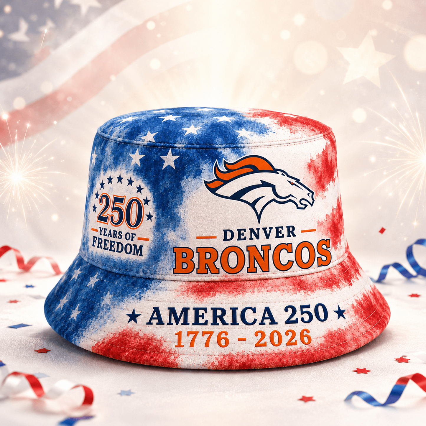 Premium NFL x DEN 250 Years Of Freedom Bucket Hat 120626
