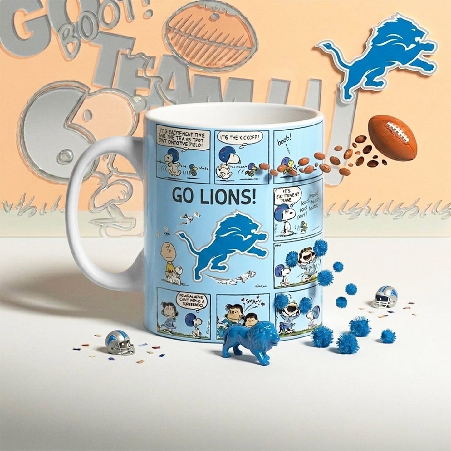 Premium NFL x DET Peanuts Comic Mug NDT NHM 210426