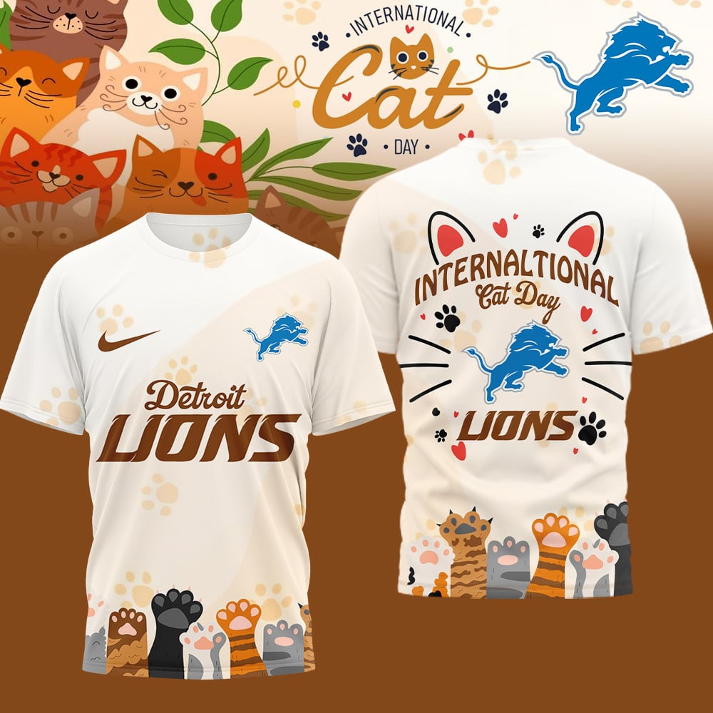 Premium NFL x Detroit Lions International Cat Day 3D Shirt NDT LVH