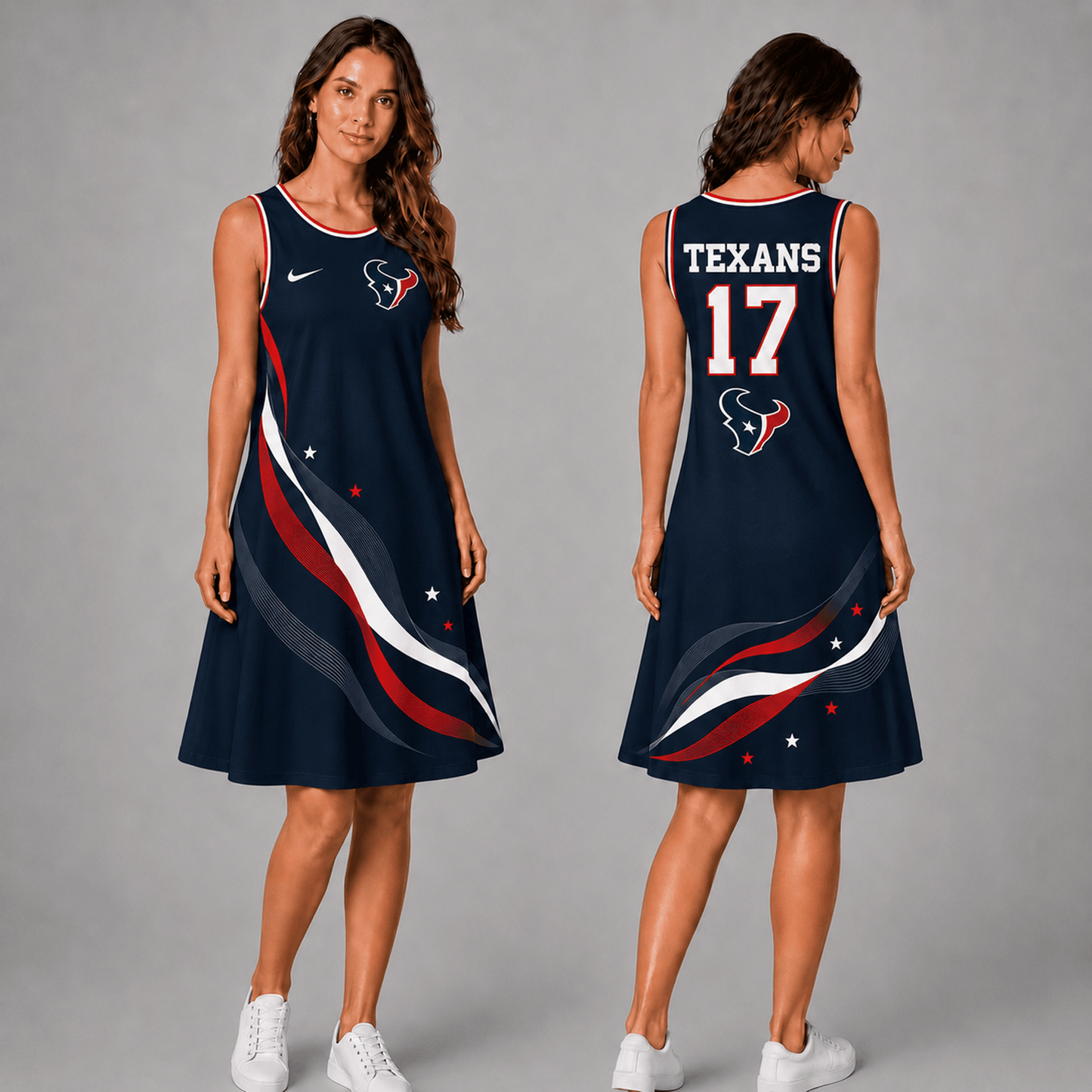 Premium NFL x HOU Style Custom Sleeveless Dress Personalized Name Number 180626