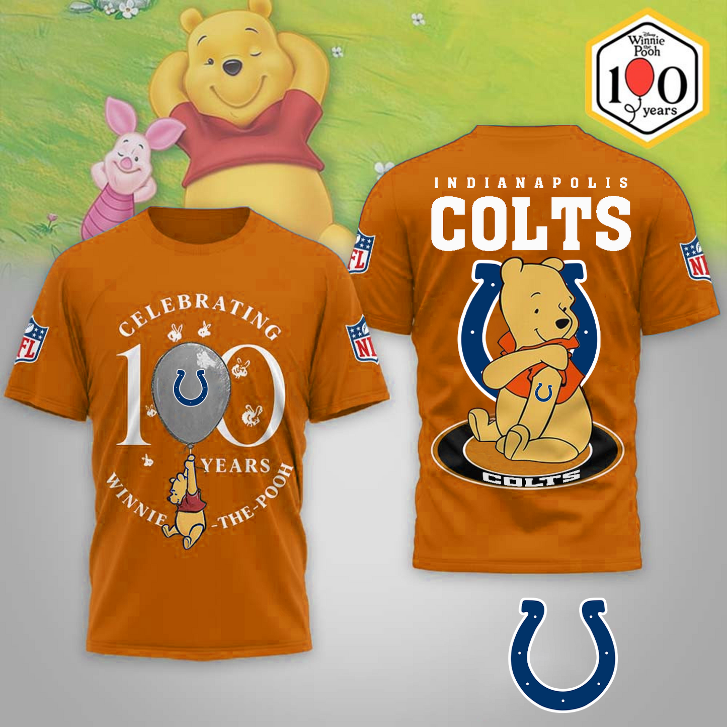 Premium NFL x IND Winnie The Pooh 100th Anniversary 3D Shirt DATND TANTD