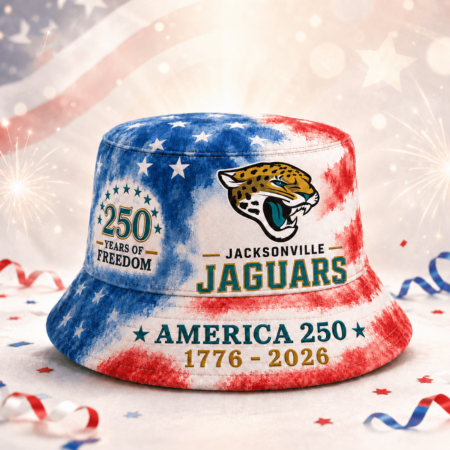 Premium NFL x JAX 250 Years Of Freedom Bucket Hat 120626