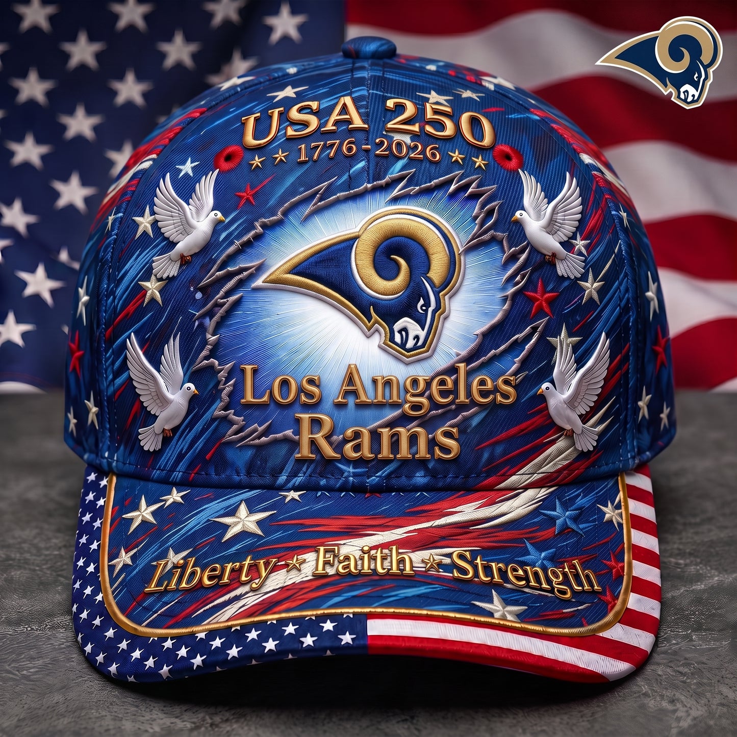 Premium NFL x LAR 250 Years Anniversary Of Freedom Cap V4 260626