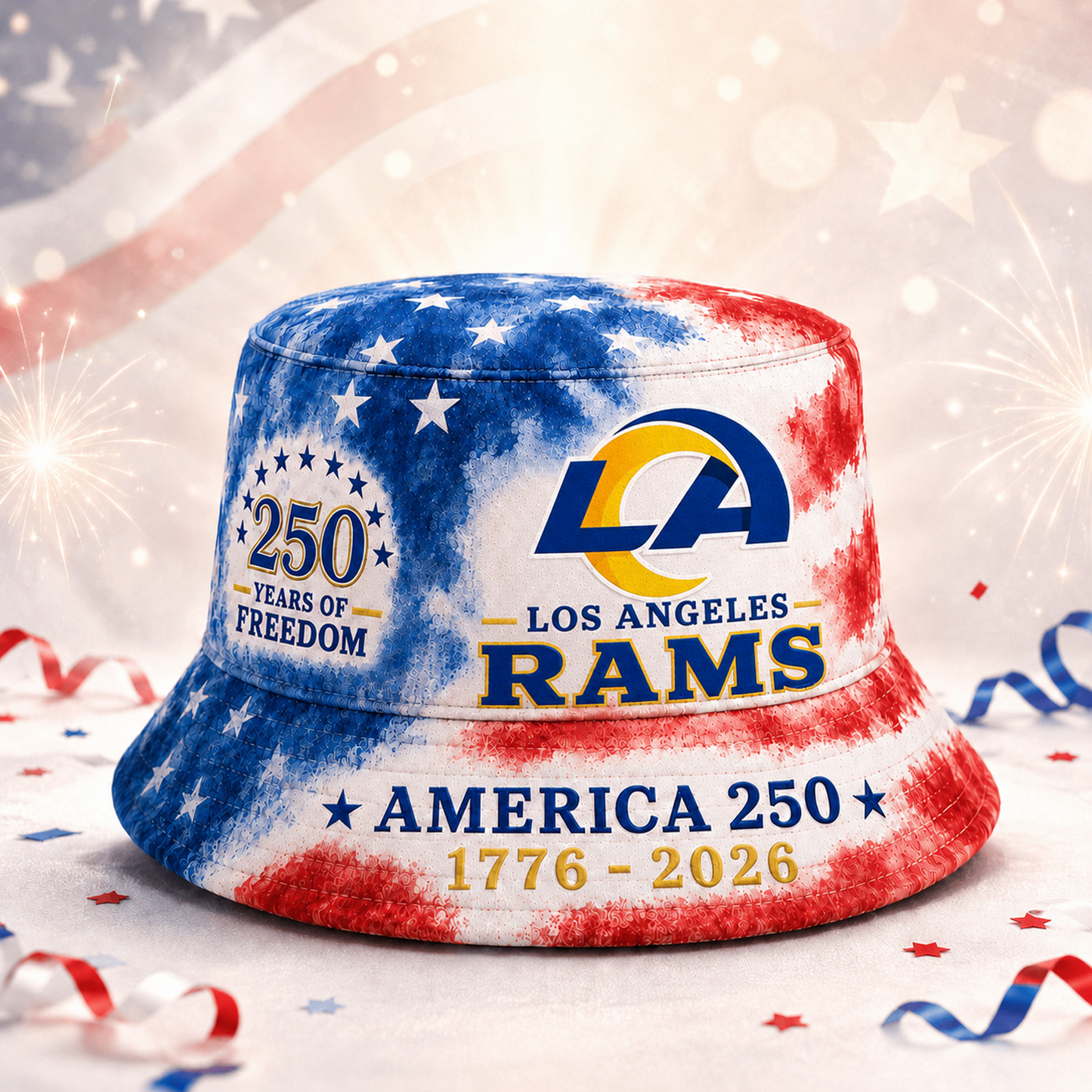 Premium NFL x LAR 250 Years Of Freedom Bucket Hat 120626