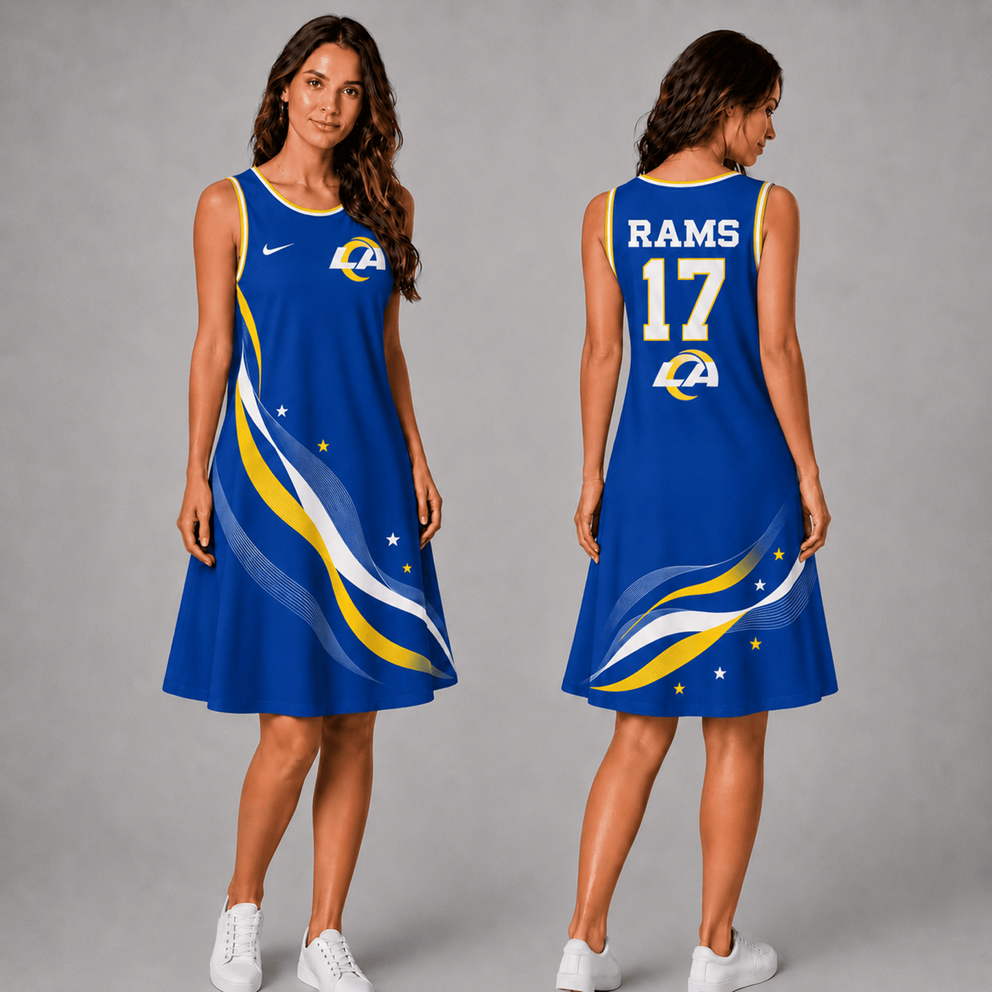 Premium NFL x LAR Style Custom Sleeveless Dress Personalized Name Number 180626