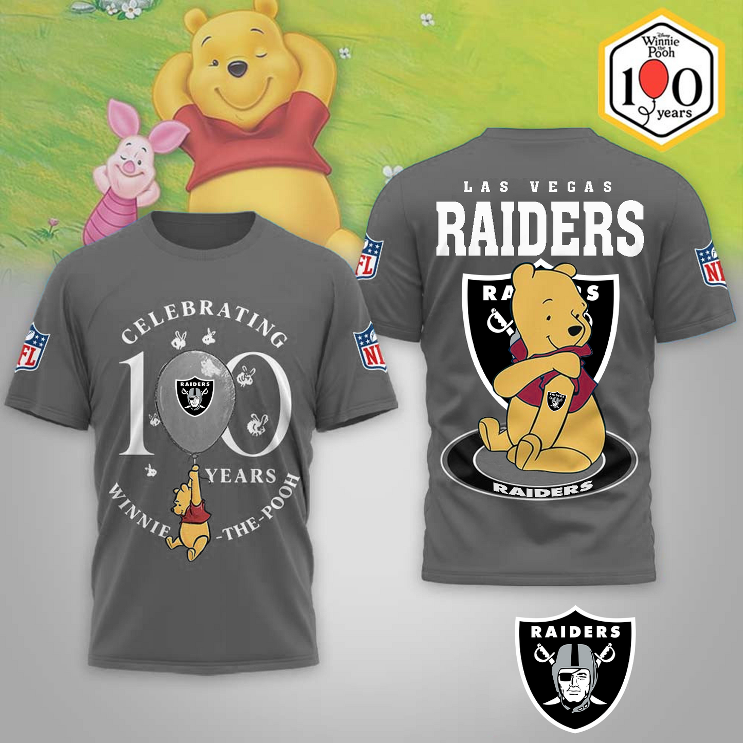 Premium NFL x LVR Winnie The Pooh 100th Anniversary 3D Shirt DATND TANTD