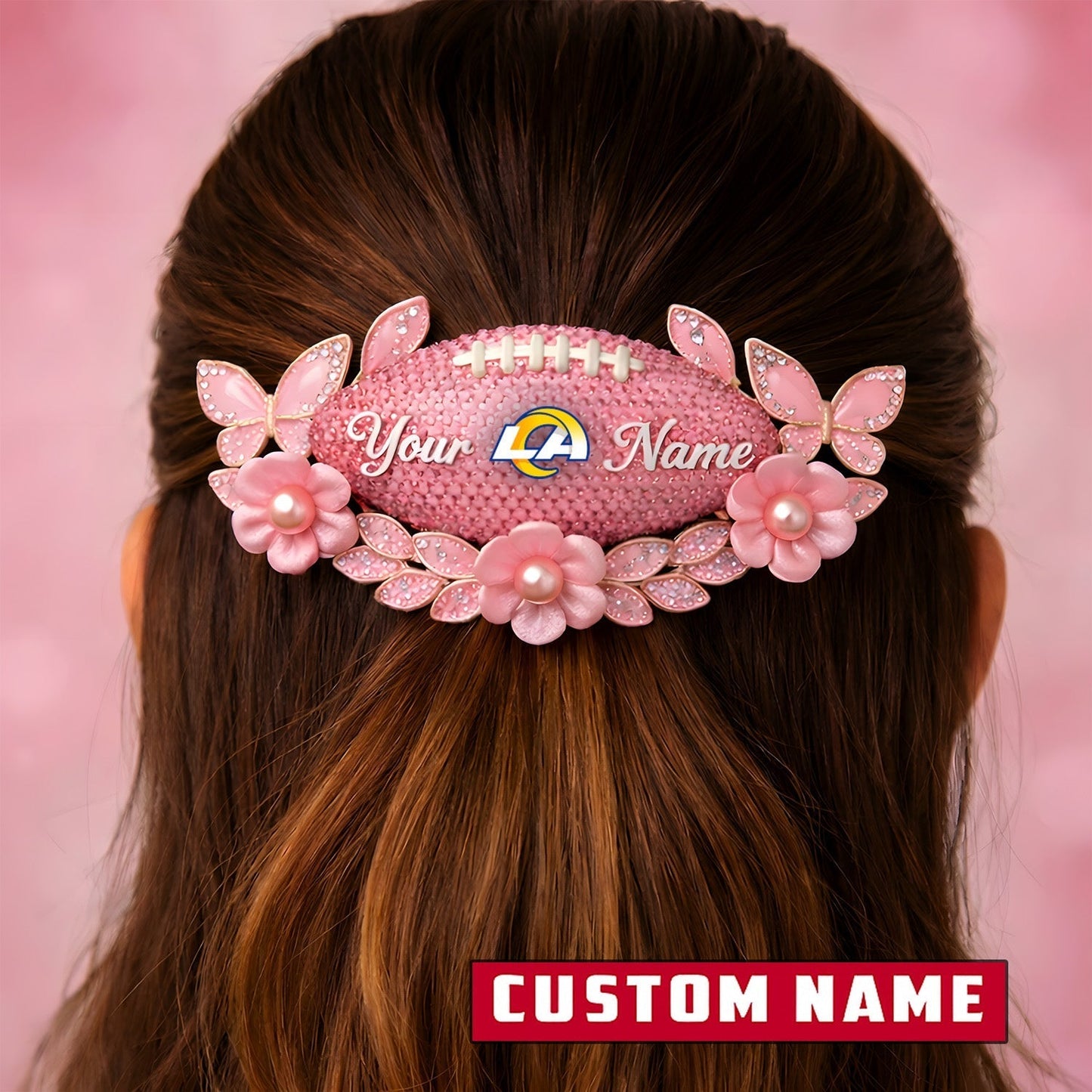 Premium NFL x Los Angeles Rams Personalized Women's Hair Pin - Valentine Edition NDT LVH