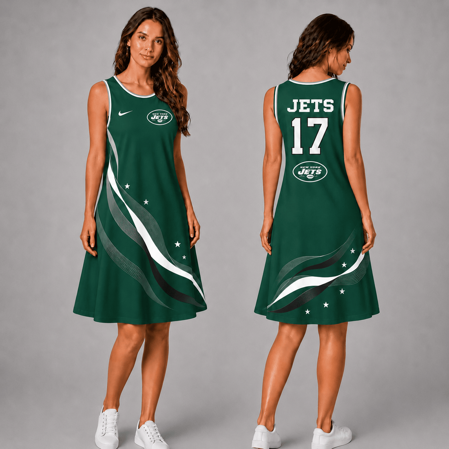 Premium NFL x NYJ Style Custom Sleeveless Dress Personalized Name Number 180626