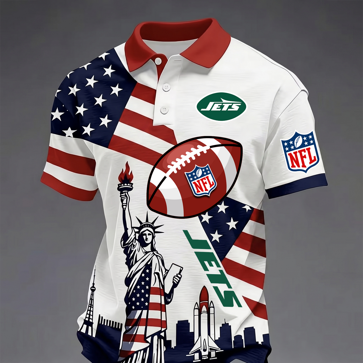 Premium NFL x NYJ USA 250 Year Anniversary Polo Shirt 200626