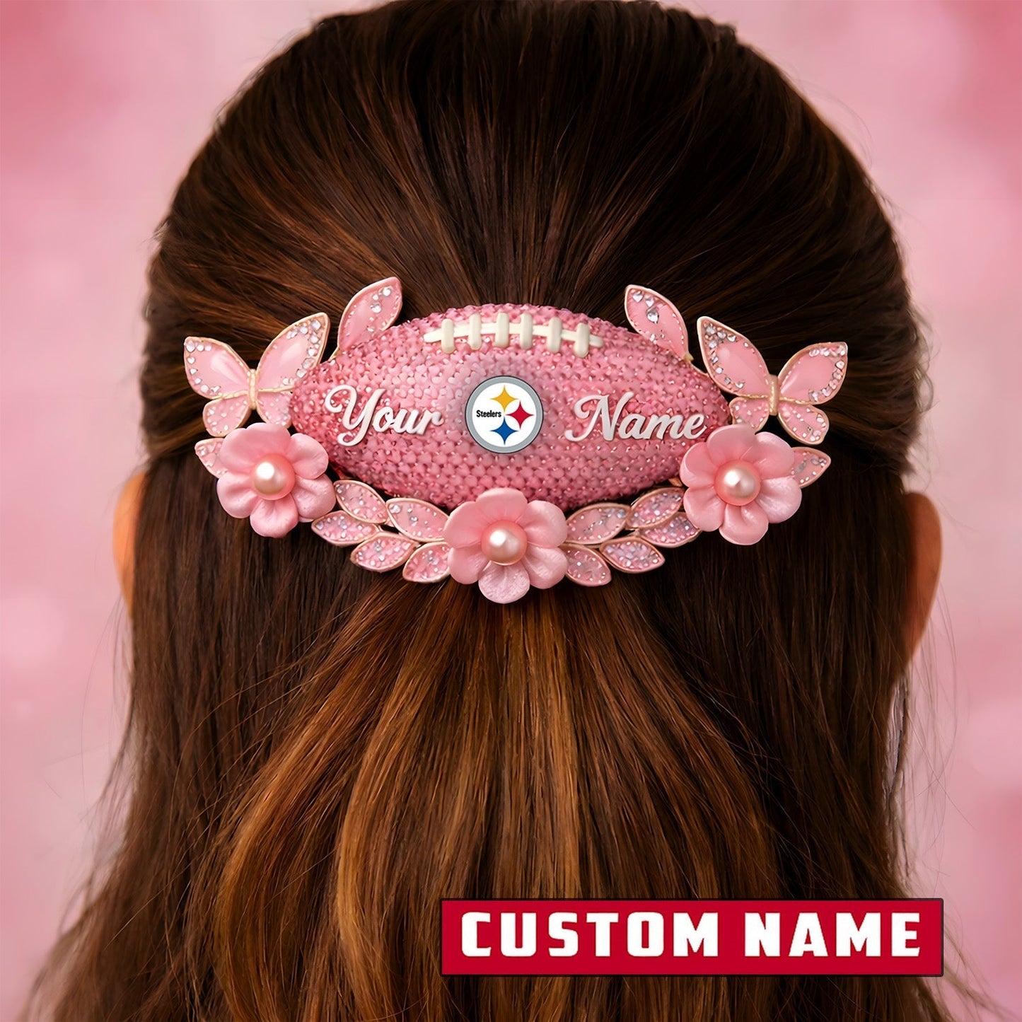 Premium NFL x Pittsburgh Steelers Personalized Women's Hair Pin - Valentine Edition NDT LVH