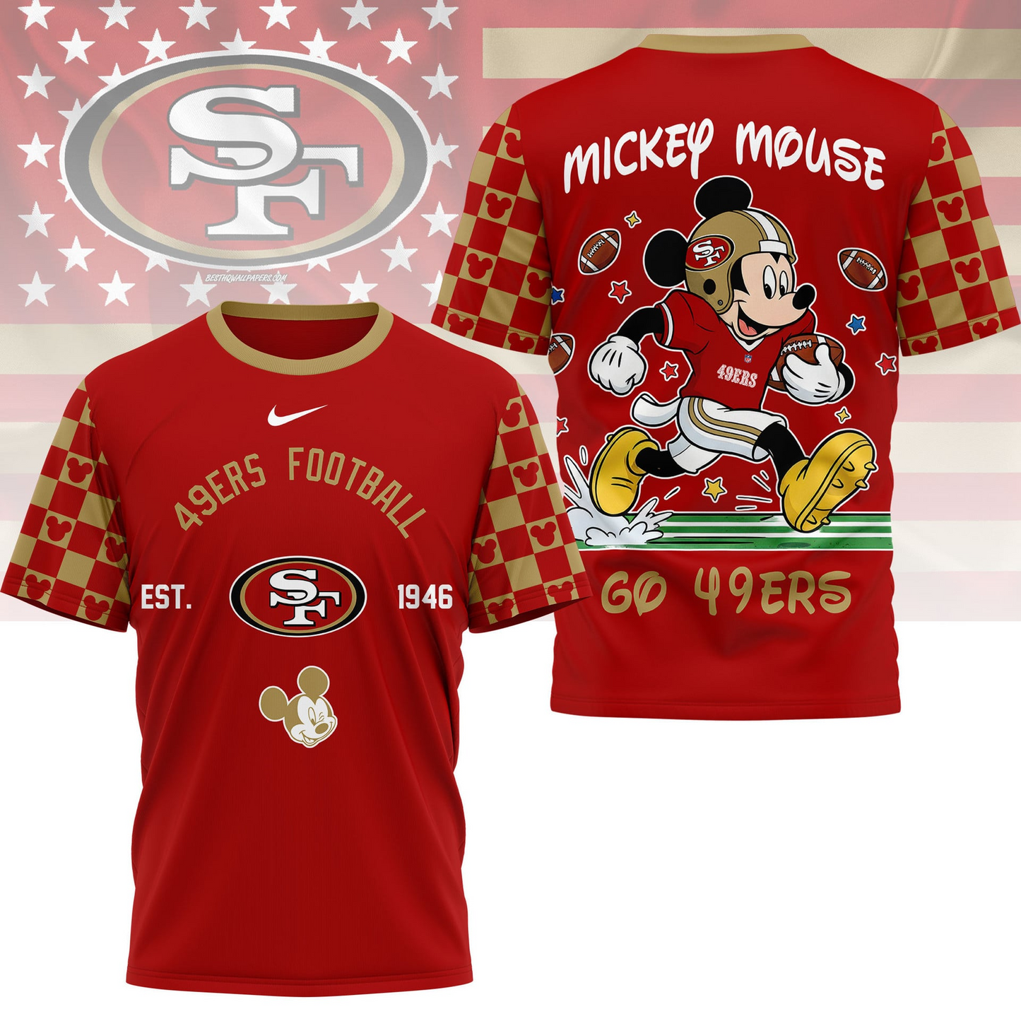 Premium NFL x SF Mouse Football 3D Shirt NDT VHM