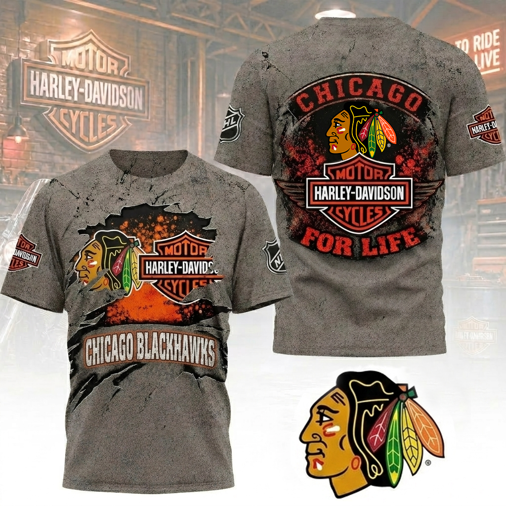 Premium NHL CB x Harley Davidson For Life T-shirt V5 NMD CTKT