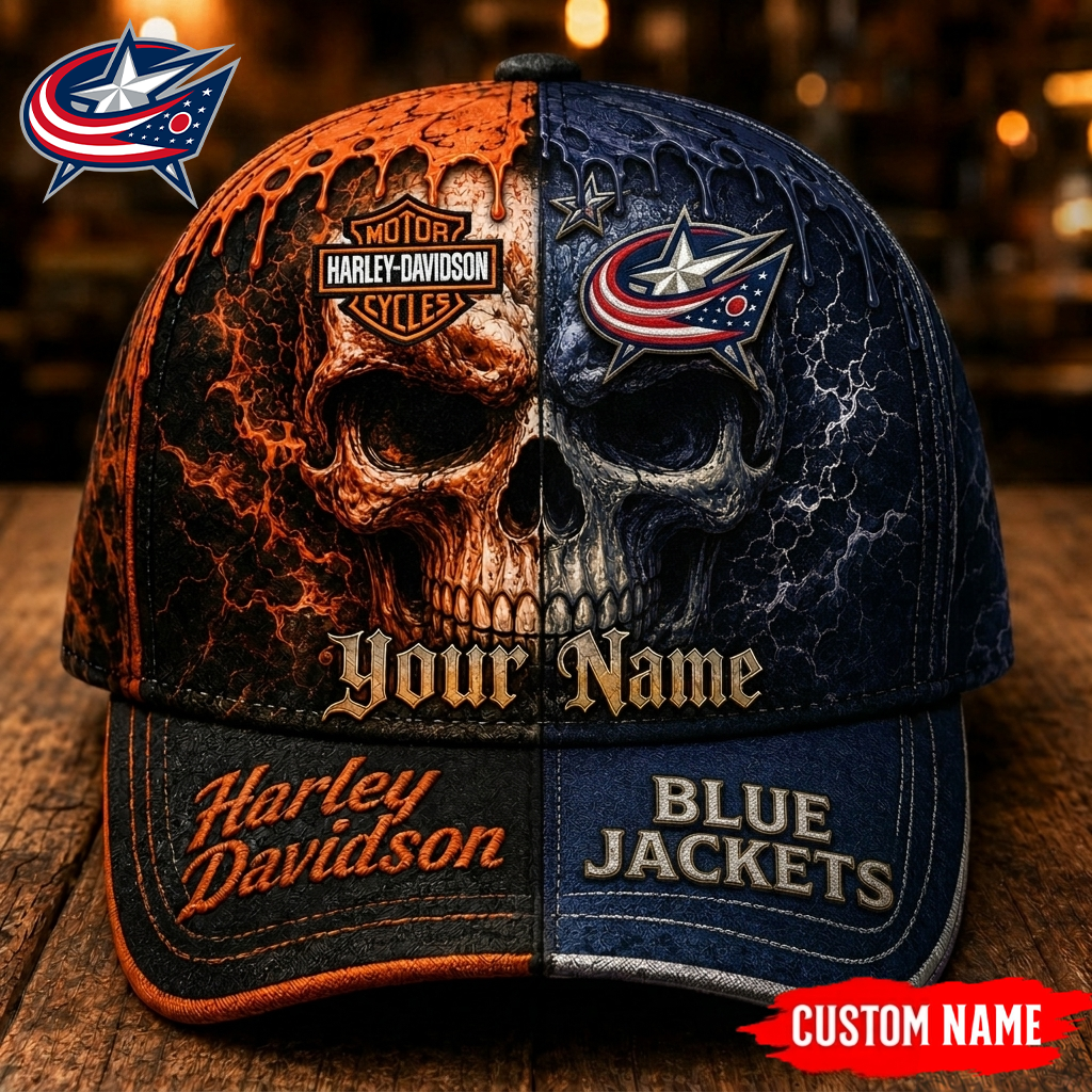 Premium NHL CBJ Harley Davidson Split Skull Classic Cap V38 NMD CTKT