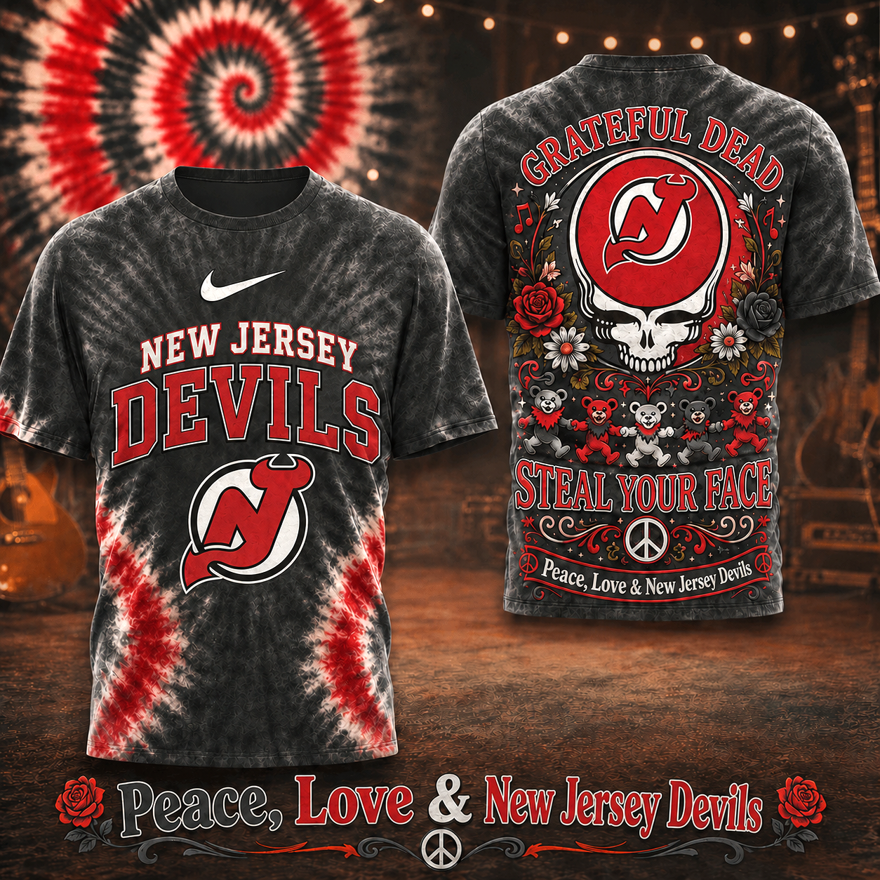 Premium NHL NJD Peace Love Greateful T-shirt V6 NMD CTKT