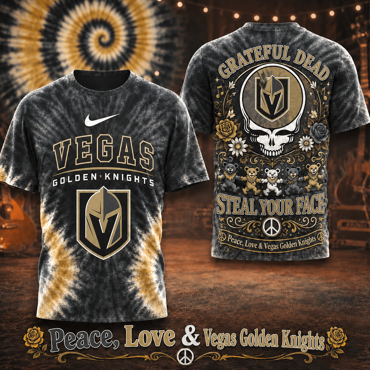 Premium NHL VGK Peace Love Greateful T-shirt V6 NMD CTKT