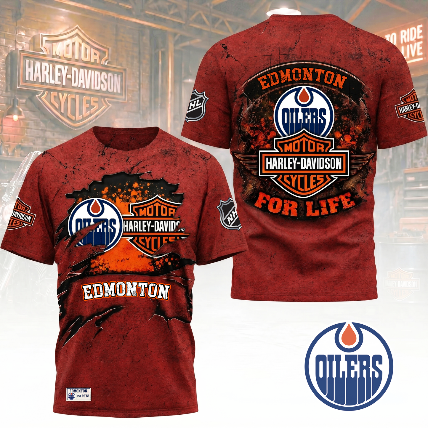 Premium NHL X EO Harley Davidson For Life 3D Shirt NDT VHM 180526