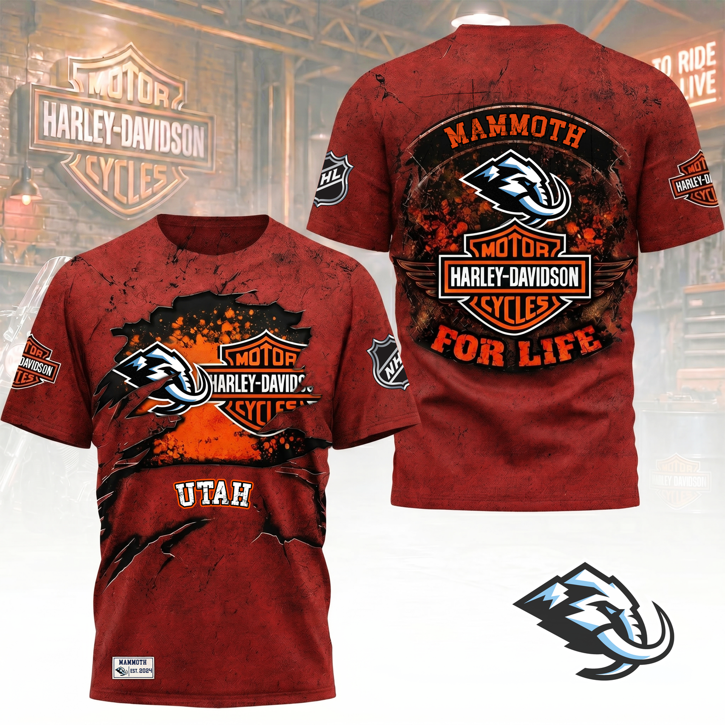 Premium NHL X UM Harley Davidson For Life 3D Shirt NDT VHM 180526