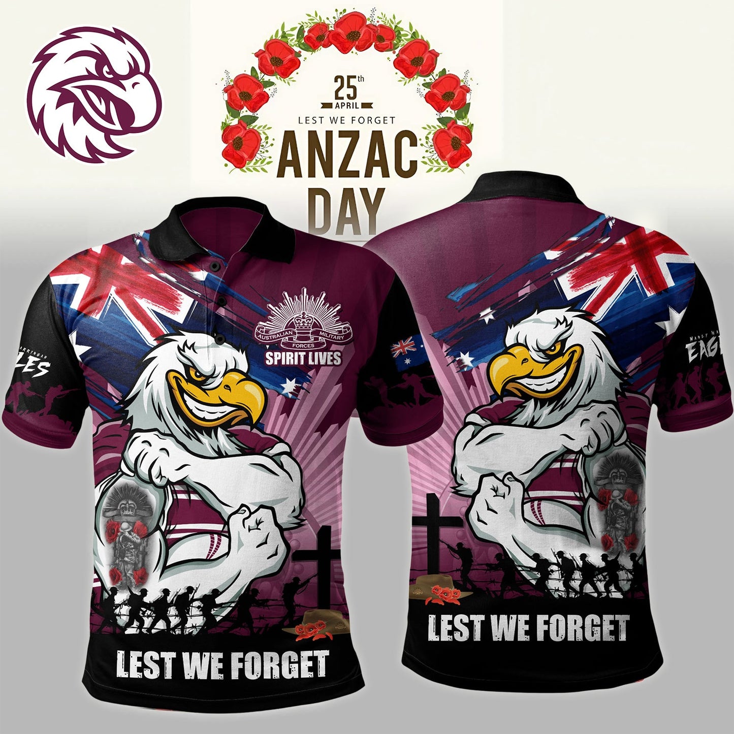 Premium NRL X MWSE Polo Shirt Fearless ANZAC Defender NDT NHM