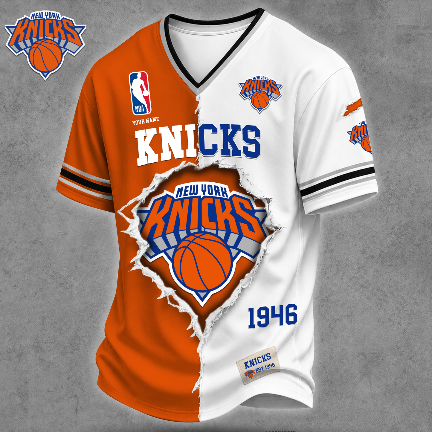 Premium NBA X NYK Game Day Streetwear V-neck Shirt NDT VHM 040626