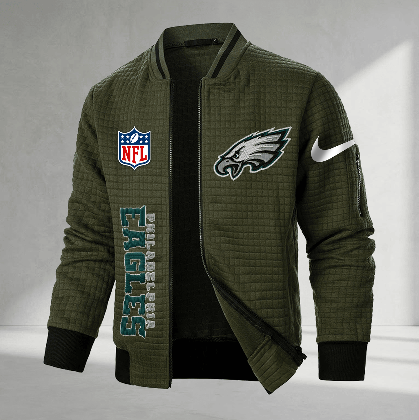 Premium NFL x PE MenŸ??s Waffle Plaid Cardigan NDT VHM 160126