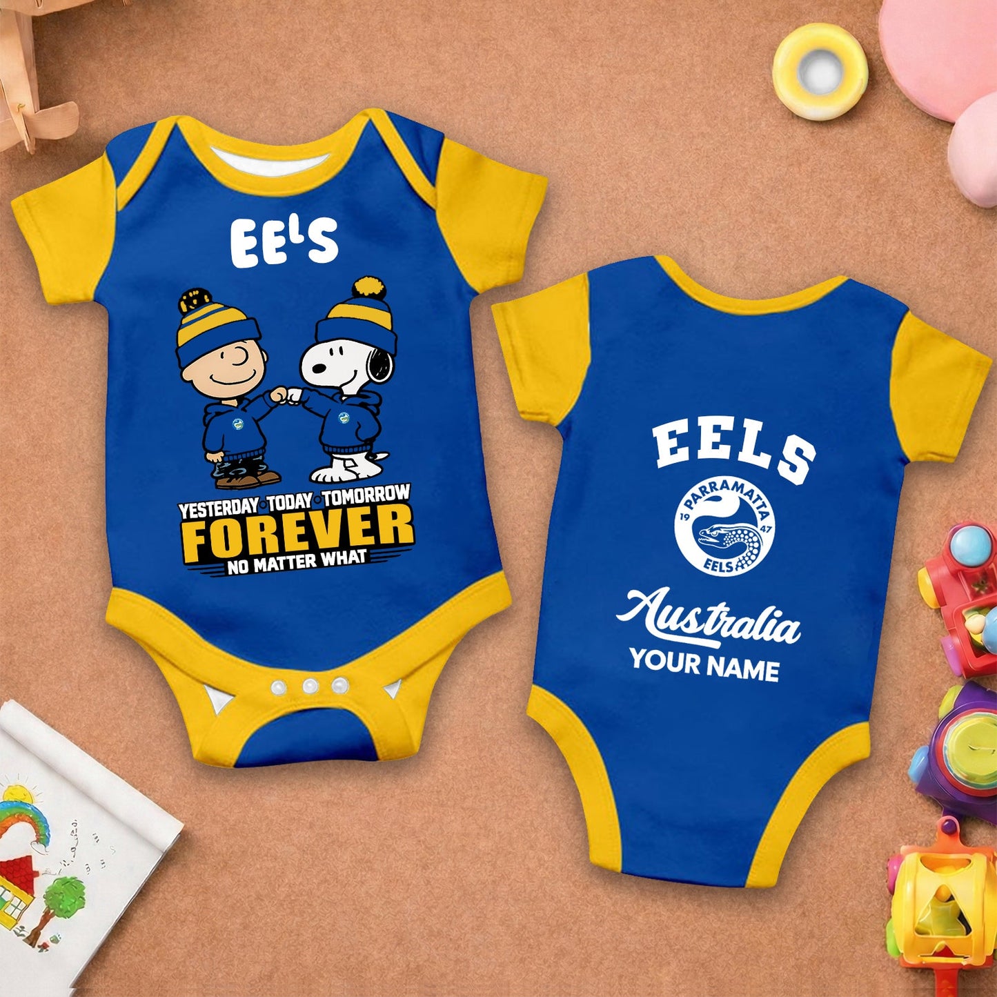 Premium NRL x PE New Baby Romper Peanuts Custom Name For Kids NDT LVH 110326