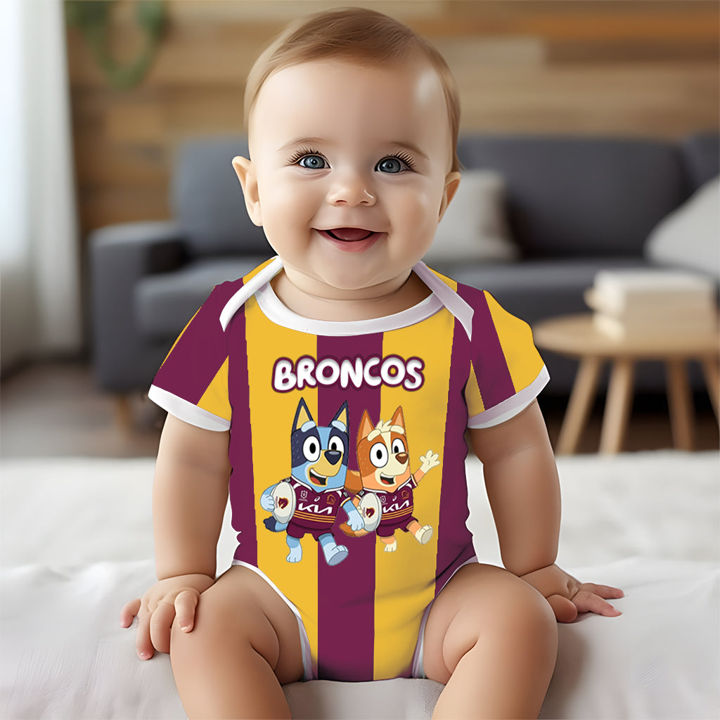 Premium NRL X BB Bluey & Bingo Baby Romper Custom Name For Kids V4 NDT LVH 230326