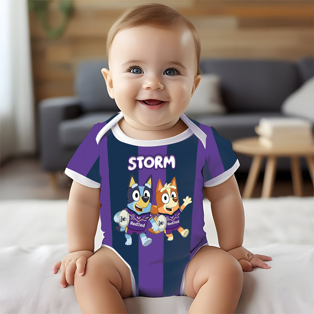 Premium NRL X MS Bluey & Bingo Baby Romper Custom Name For Kids V4 NDT LVH 230326