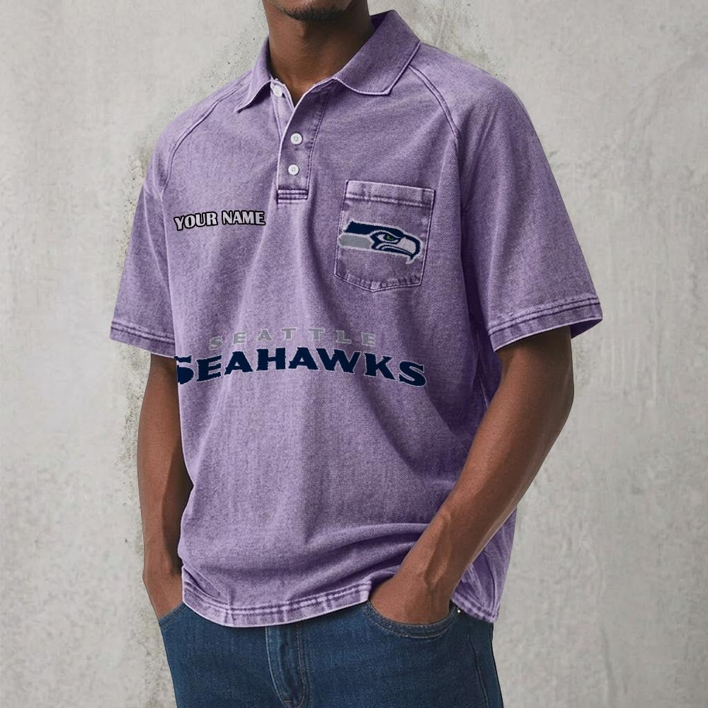 SEA x NFL Men's Distressed Turn-Down Collar Polo DATND TANTD 250526