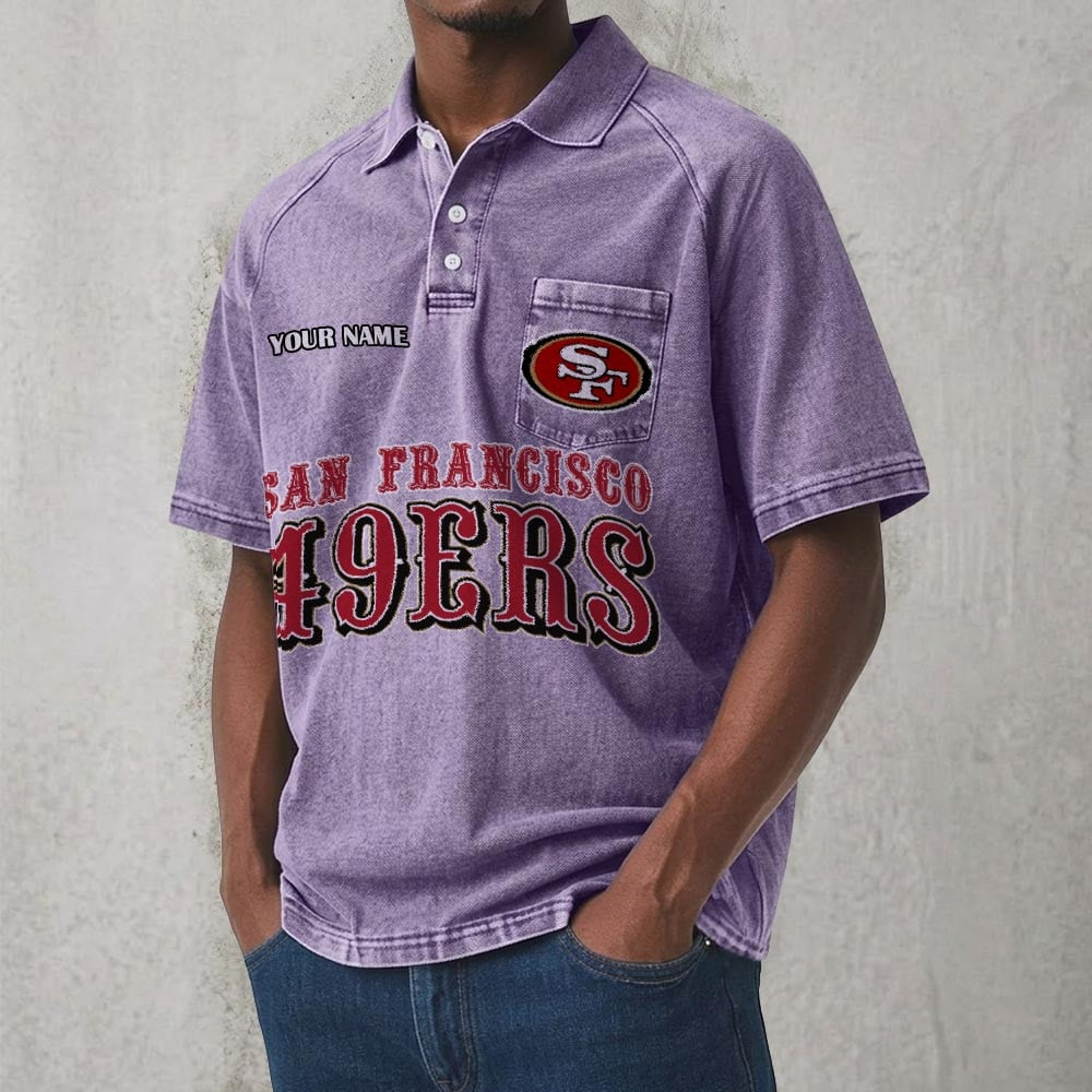 SF x NFL Men's Distressed Turn-Down Collar Polo DATND TANTD 250526