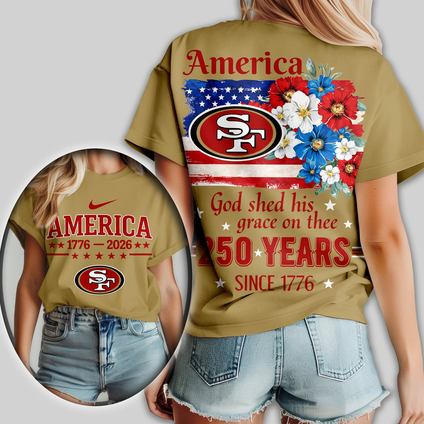 SF49 Premium NFL America God Shed His Grace On Thee Women Shirt DDT NTL