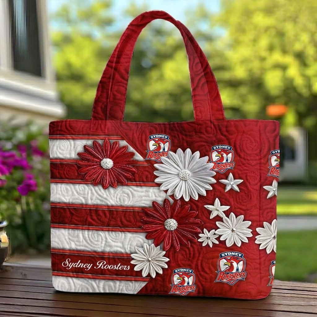 SR x NRL Flowers Quilted Tote Bag Custom Name Gifts For Fan DDT LBN