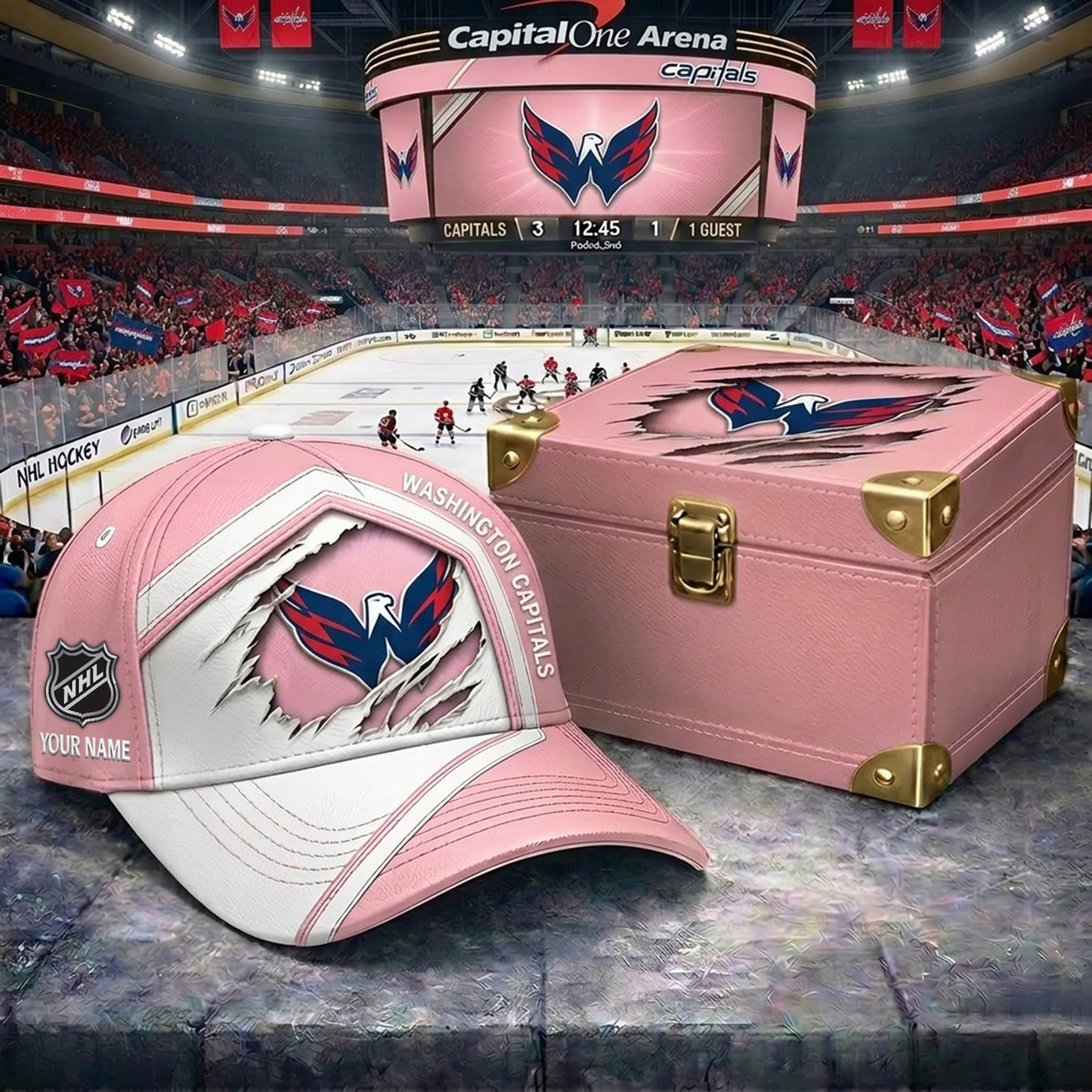 Signature Series NHL x WC BESPOKE PASTEL PINK CRACK CUSTOM NAME HAT V03 NDT NHM 280426