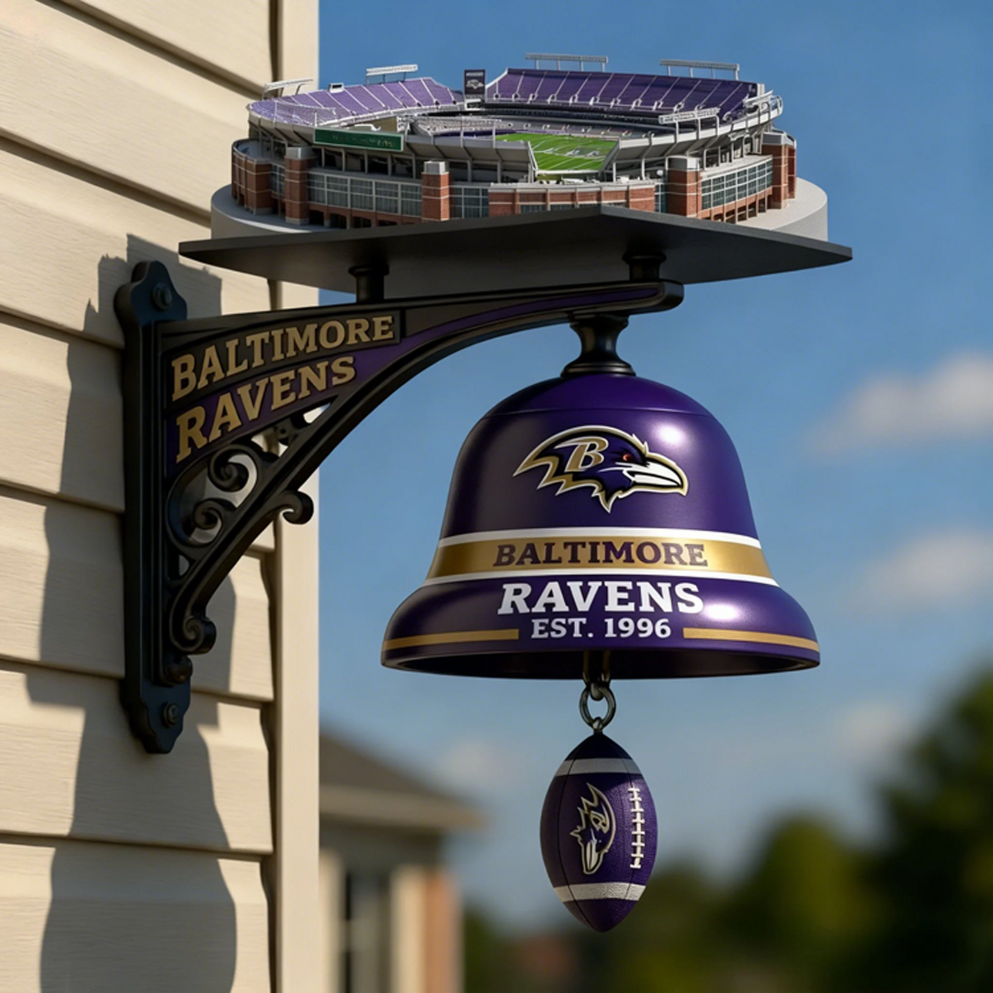 BAL X NFL Football Team Home Stadium-Themed Vintage Wall-Mounted Doorbell NAK NHT