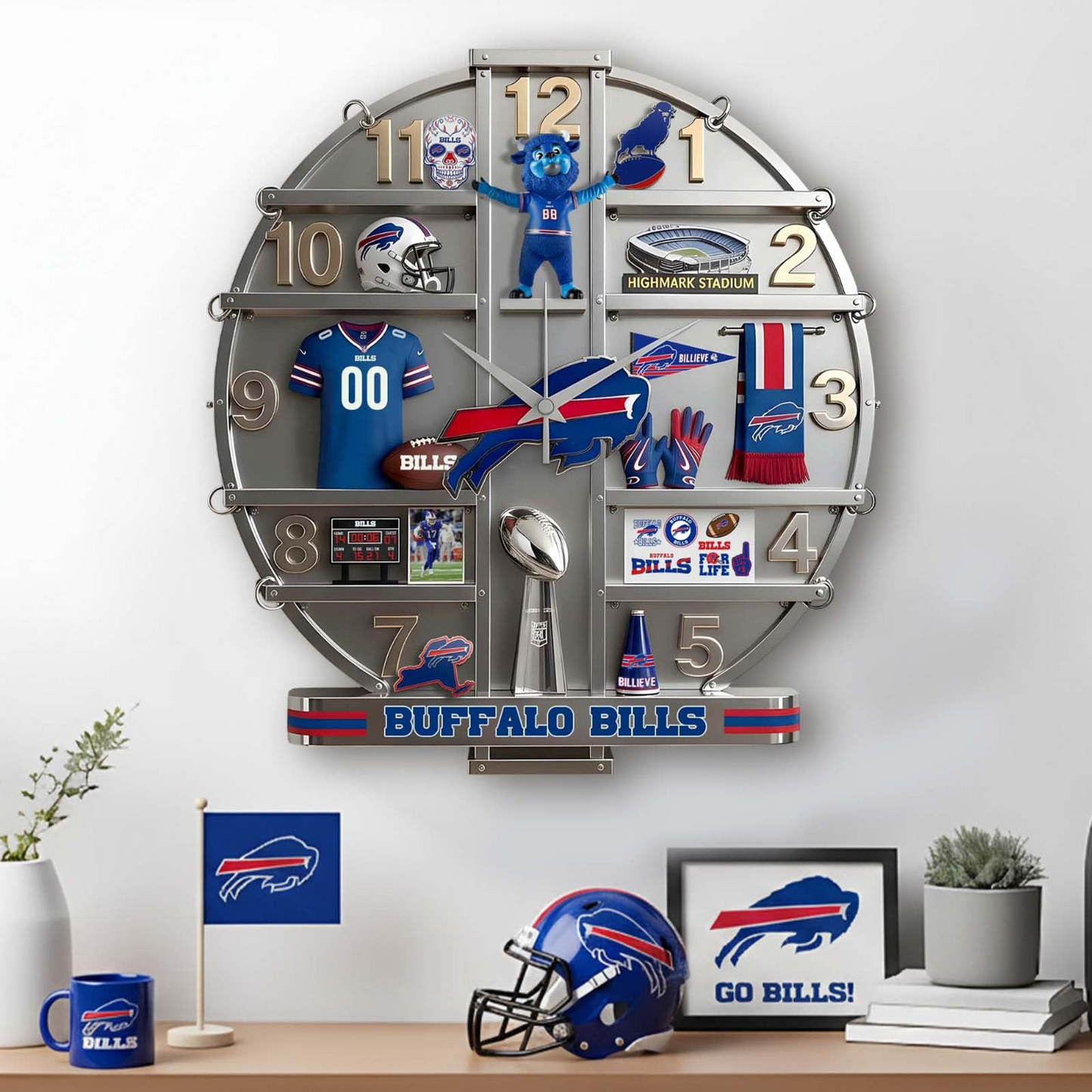 BB x NFL Home Decorative 3D Visual Effect Acrylic Wall Clock NAK CTKT