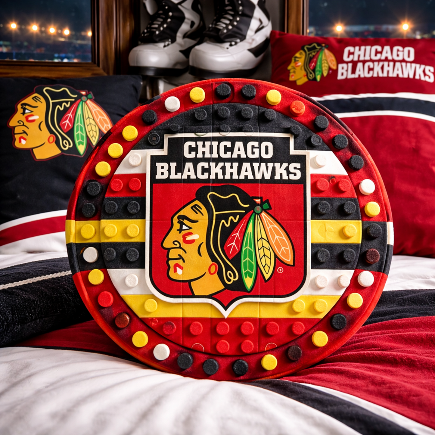 CHI x NHL Hockey Logo Plush Pillow NAK NHT