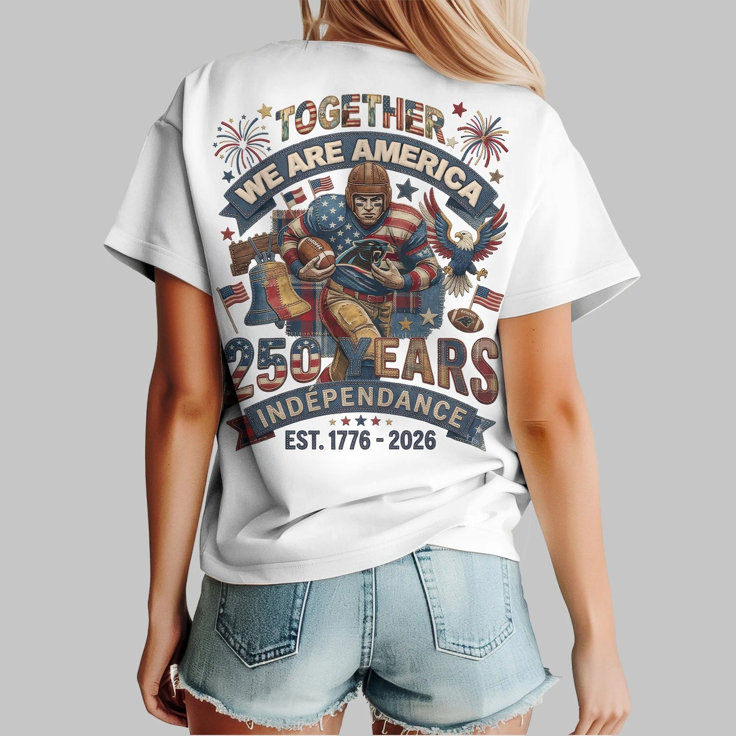 CP Premium NFL 250th Anniversary Of America Patchwork Women Shirt DDT CTND