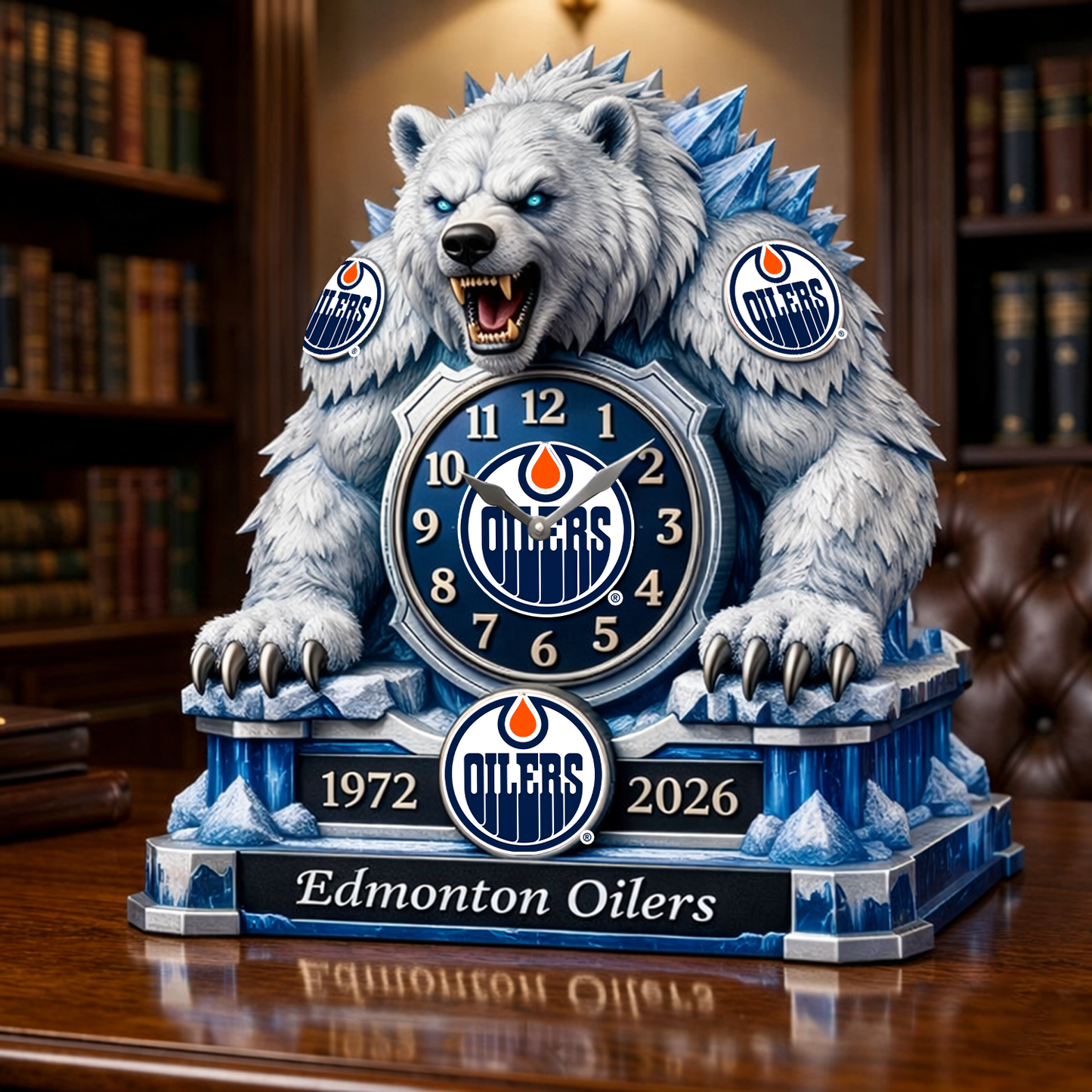 EDM x NHL Display clock featuring the hockey mascot NAK NHT