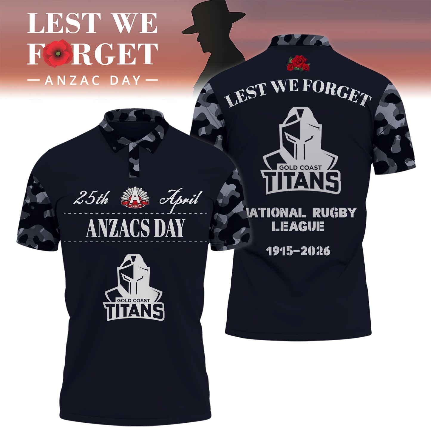 GCT x NRL 2026 Anzac Day Polo Shirt DDT TTTZ