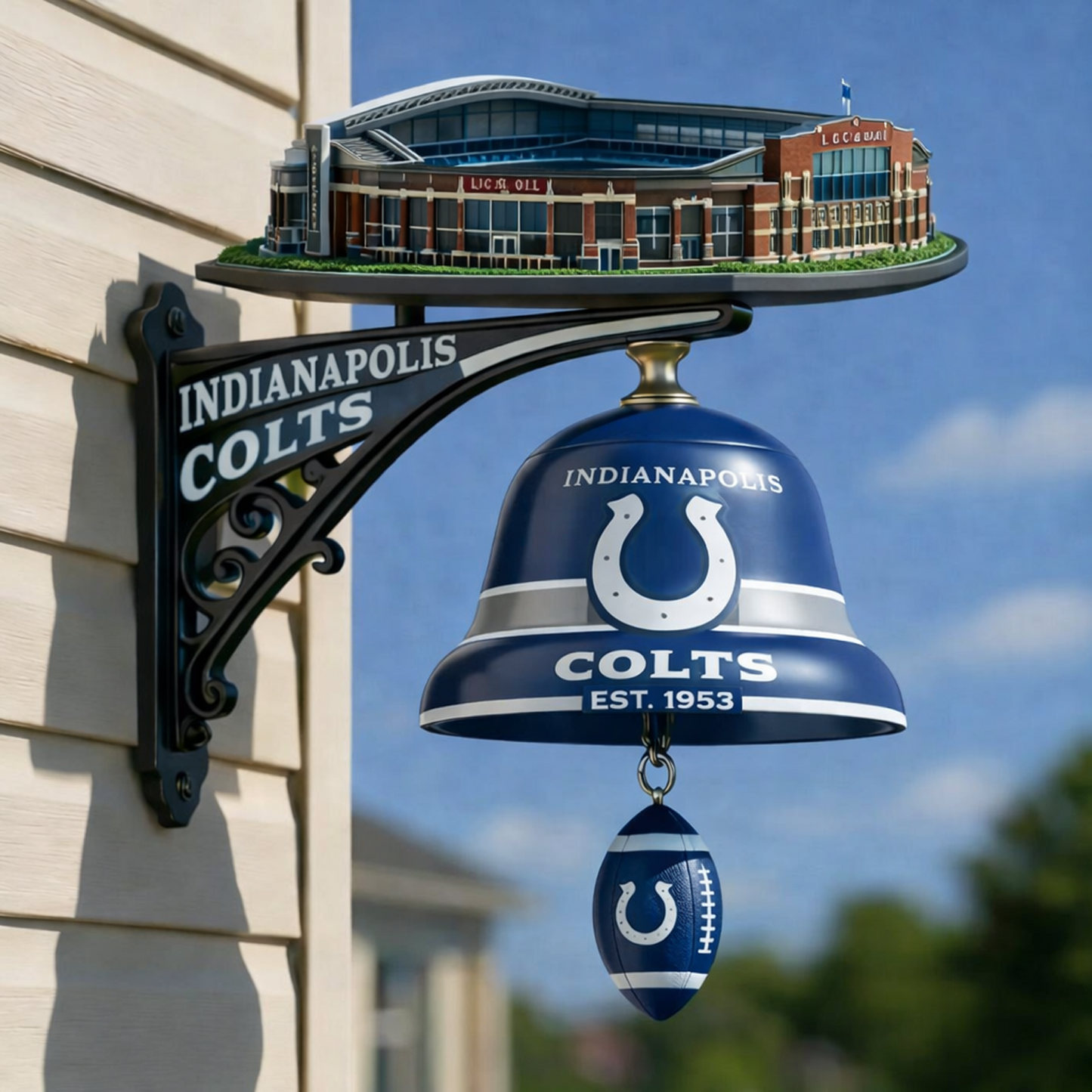 IND X NFL Football Team Home Stadium-Themed Vintage Wall-Mounted Doorbell NAK NHT
