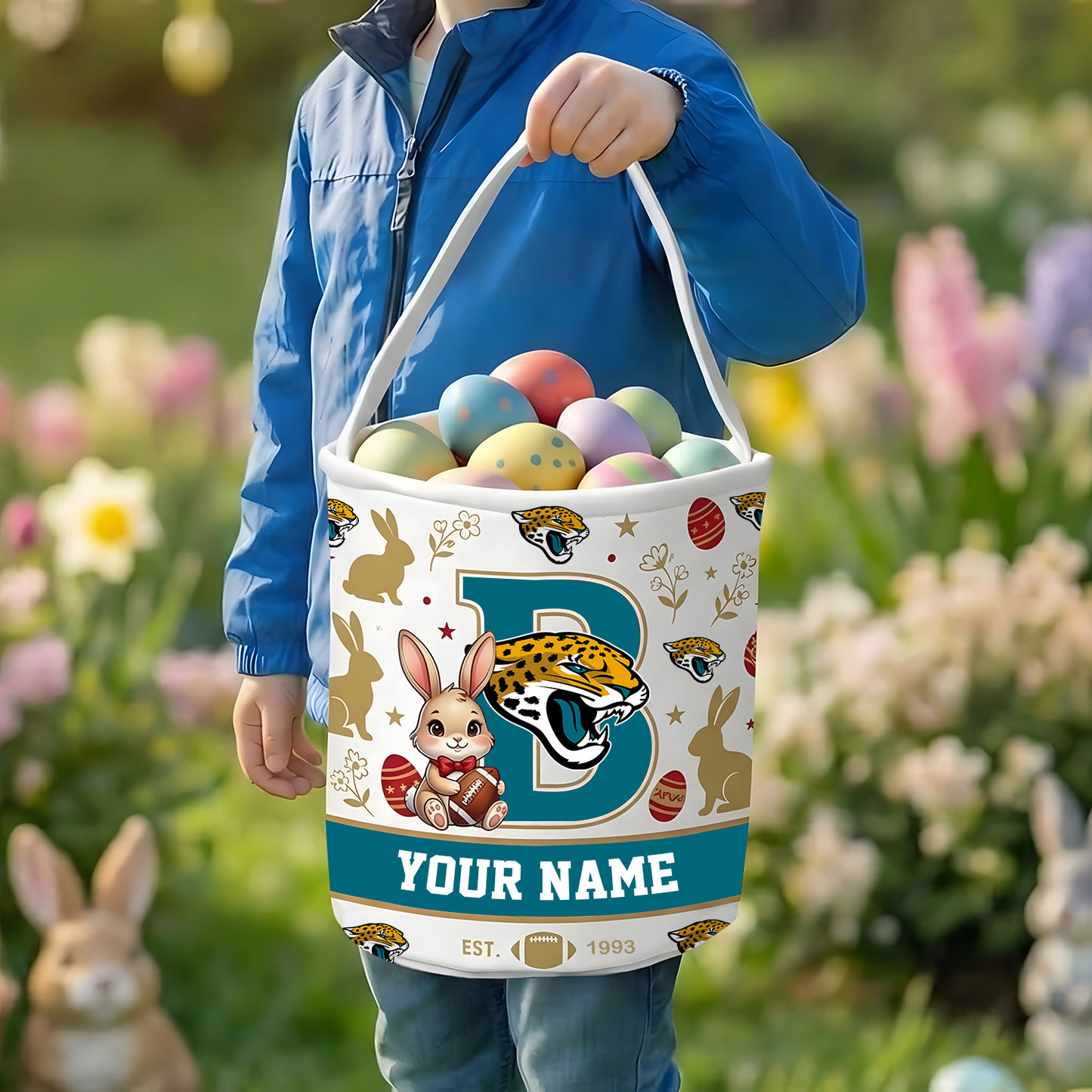 JAC x Personalized Easter Bunny Egg Hunt Basket NAK NHT