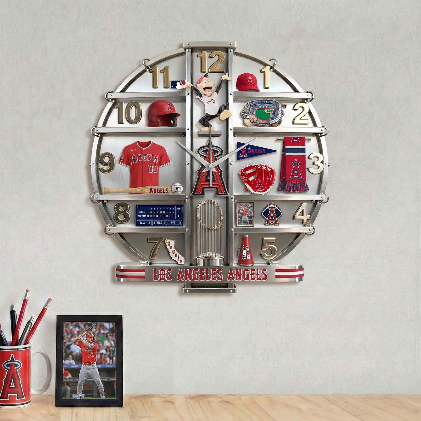 LAA x MLB Home Decorative 3D Visual Effect Acrylic Wall Clock NAK CTKT