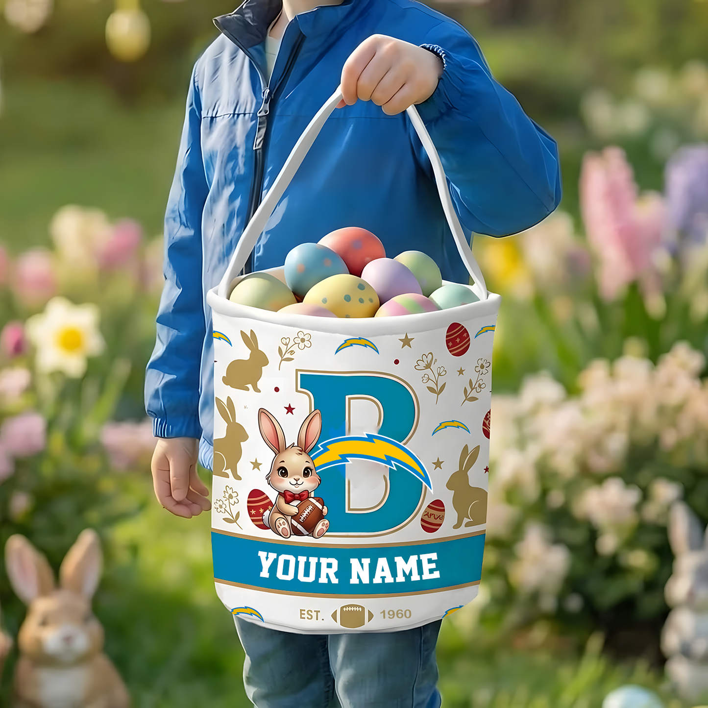 LAC x Personalized Easter Bunny Egg Hunt Basket NAK NHT
