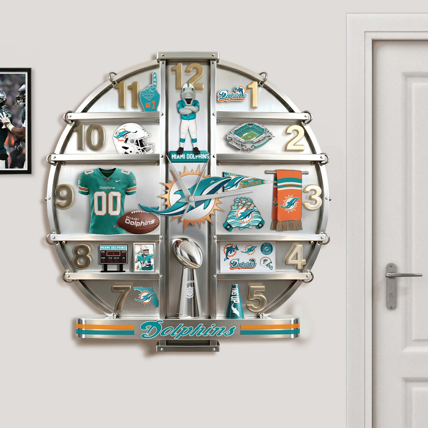 MD x NFL Home Decorative 3D Visual Effect Acrylic Wall Clock NAK CTKT