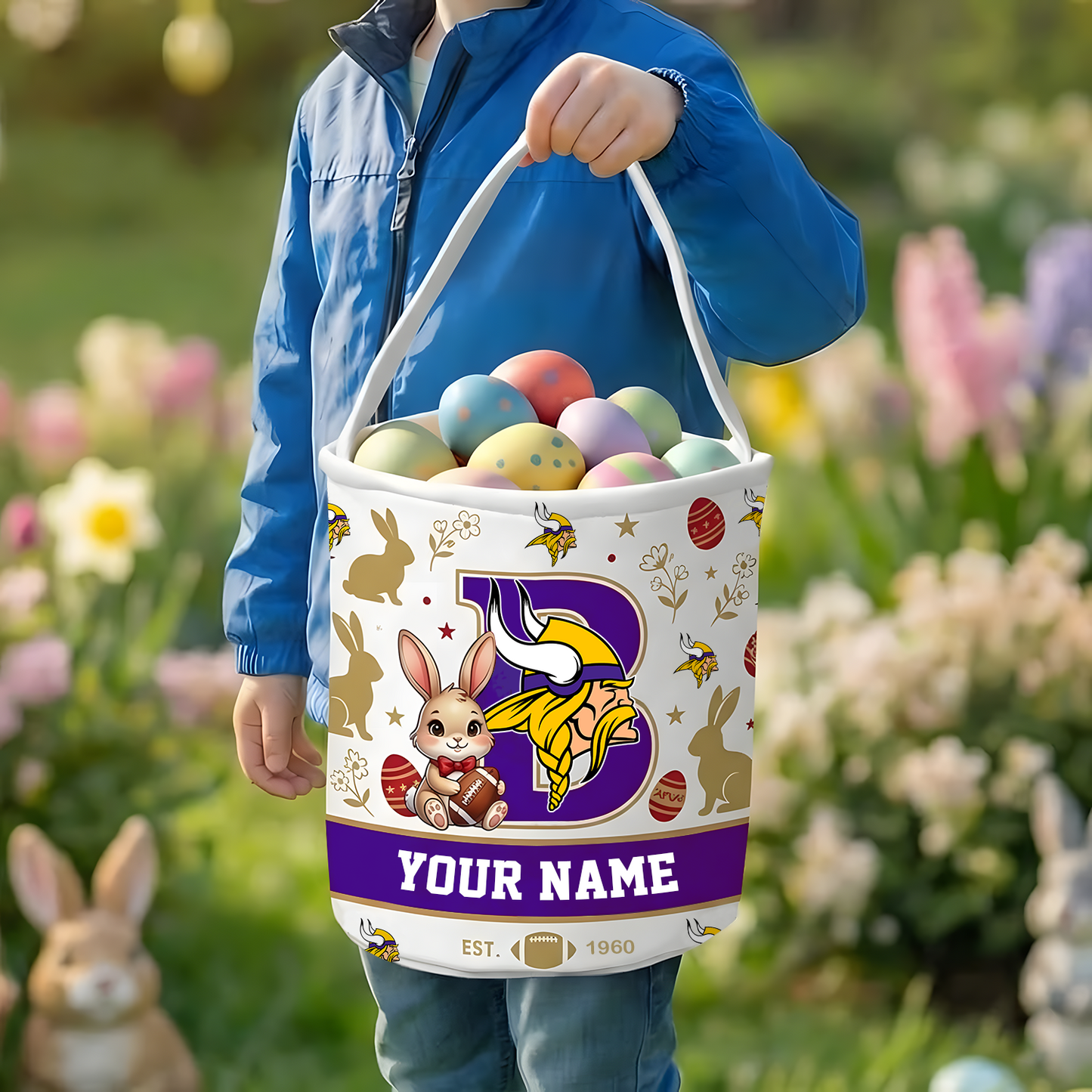 MIN x Personalized Easter Bunny Egg Hunt Basket NAK NHT