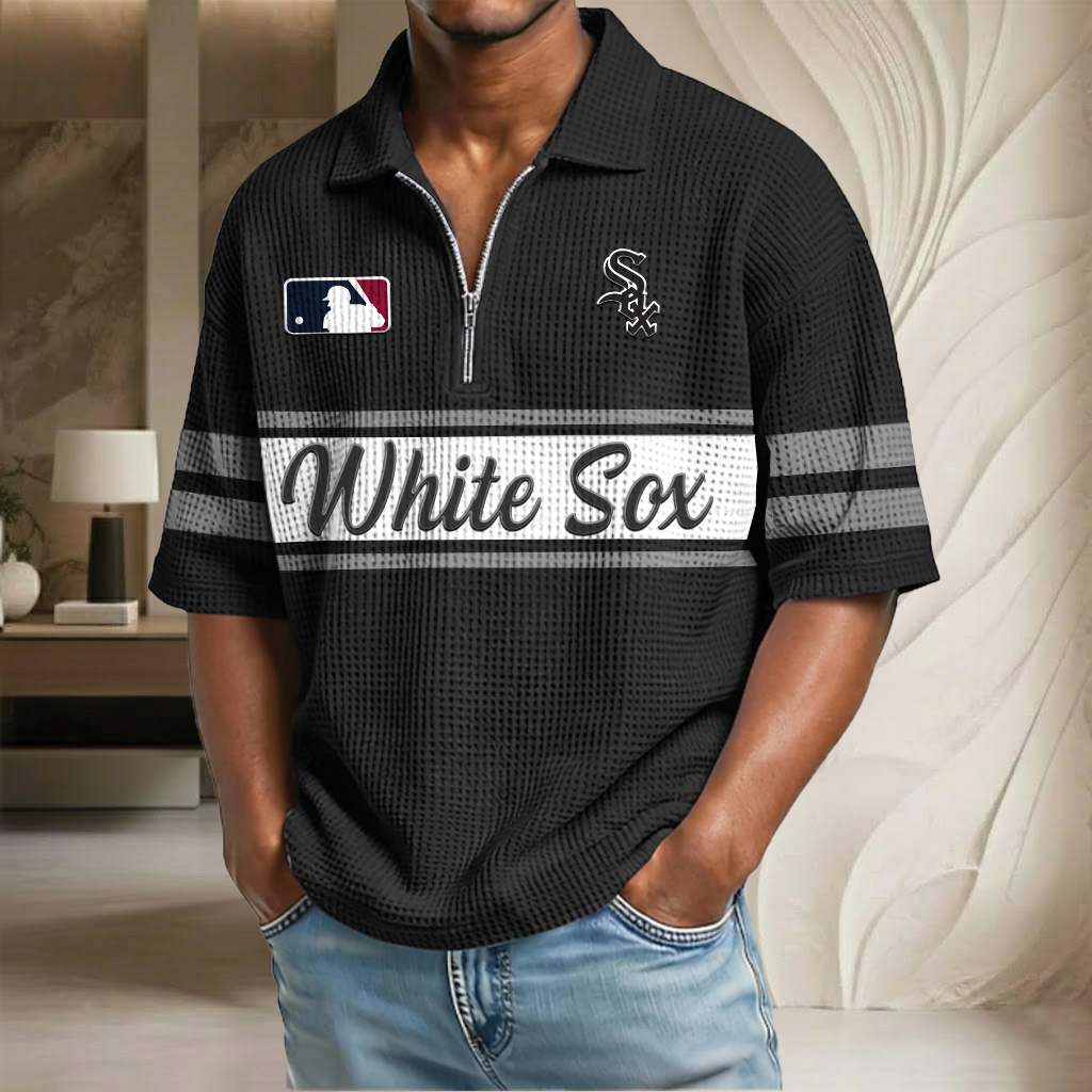 MLB x CWS Baseball Waffle Half-Zip Polo Shirt HLP HLPHUONG