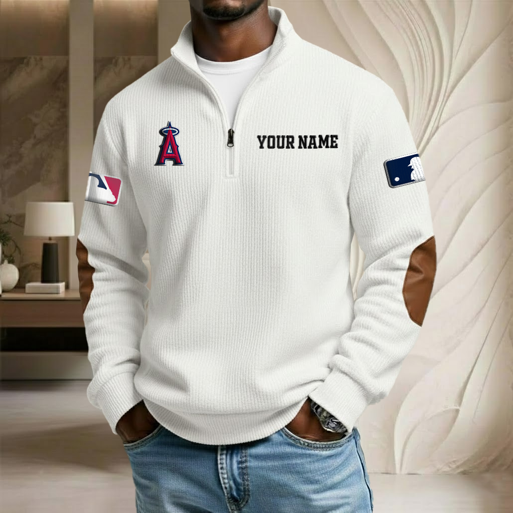 MLB x LAA Custom Name Stand Collar Half-zip Sweatshirt HLP HLPHUONG