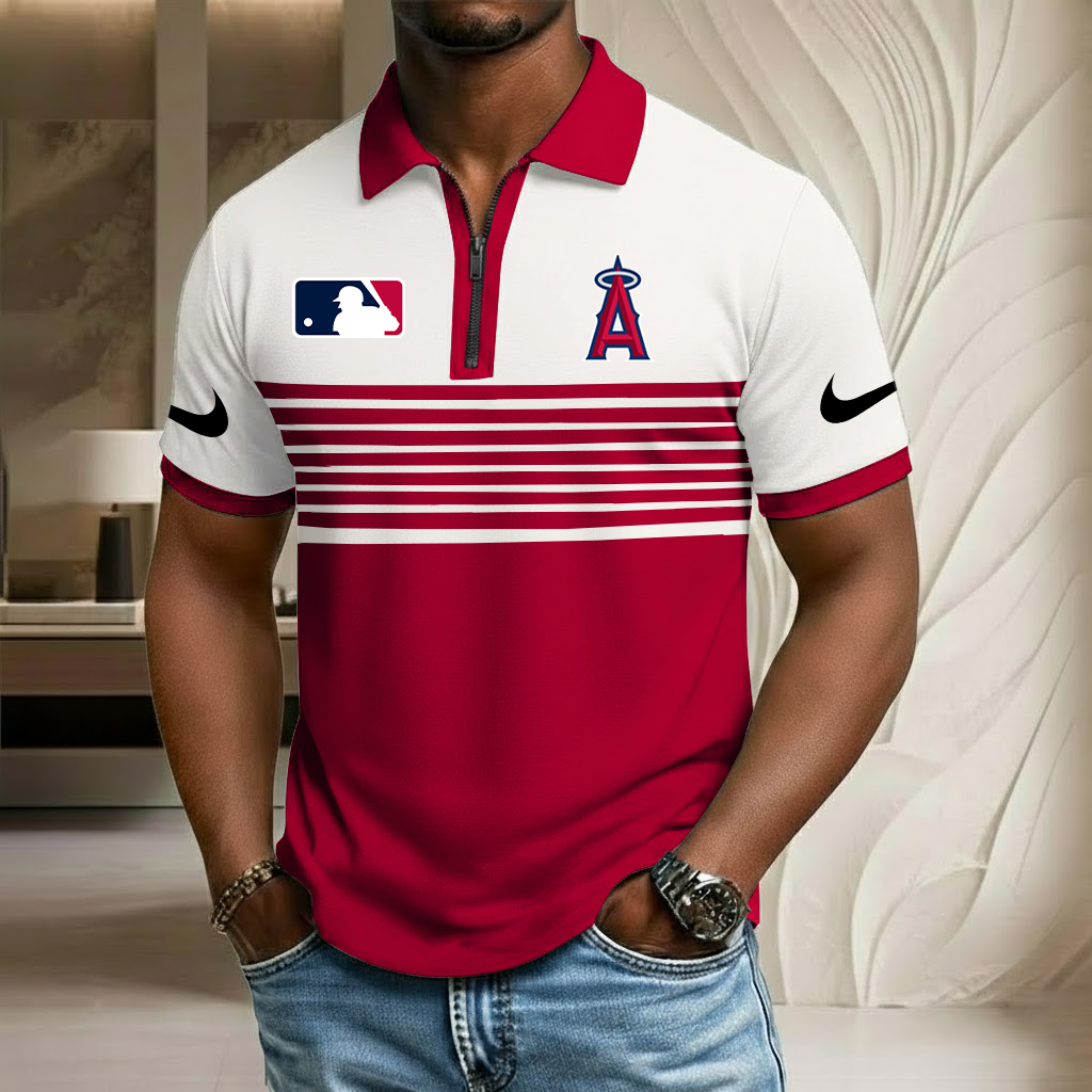 MLB x LAA Sport Zip Polo Golf Shirt HLP HLPHUONG