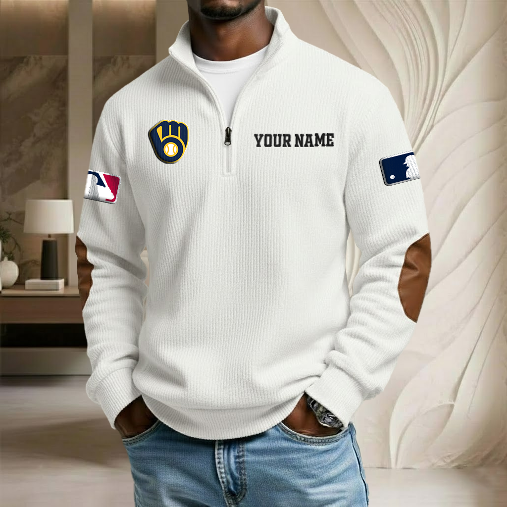 MLB x MB Custom Name Stand Collar Half-zip Sweatshirt HLP HLPHUONG